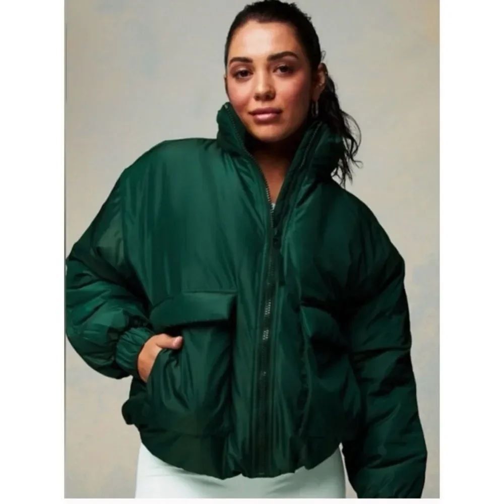 Fabletics Green All Weather Jacket in 
Everpine Shine Size S / New No Tags